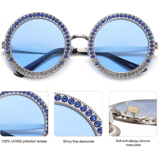 Shining Oversized Round Rhinestone Sunglasses