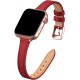 Slim Leather Bands for Apple Watch 38mm 40mm 41mm 42mm 44mm 45mm 49mm, Leather Watch Thin Wristband for iWatch Ultra SE Series 8/7/6/5/4/3/2/1