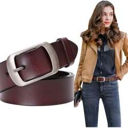 Fashion Womens Genuine Leather Belt, Cowhide Waist Belt with Pin Buckle for Jeans Pants Fashion Womens Genuine Leather Belt, Cowhide Waist Belt with Pin Buckle for Jeans Pants
