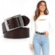 Fashion Womens Genuine Leather Belt, Cowhide Waist Belt with Pin Buckle for Jeans Pants