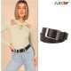 Fashion Womens Genuine Leather Belt, Cowhide Waist Belt with Pin Buckle for Jeans Pants