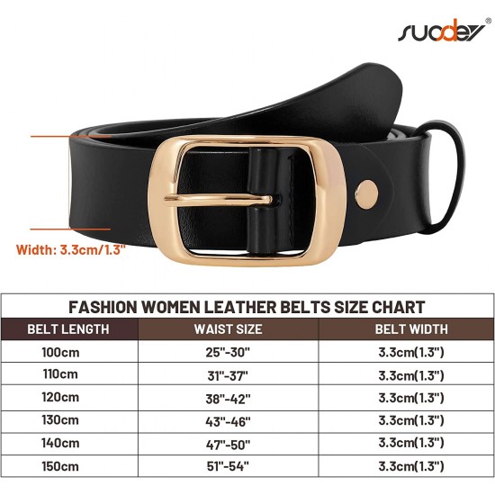 Fashion Womens Genuine Leather Belt, Cowhide Waist Belt with Pin Buckle for Jeans Pants