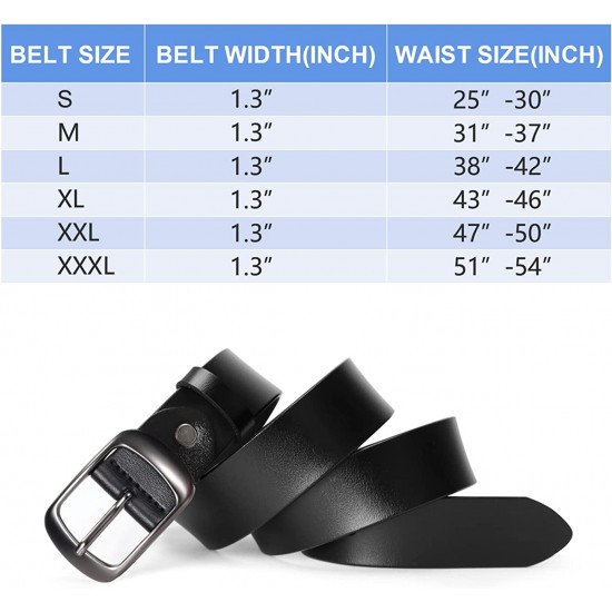 Fashion Womens Genuine Leather Belt, Cowhide Waist Belt with Pin Buckle for Jeans Pants