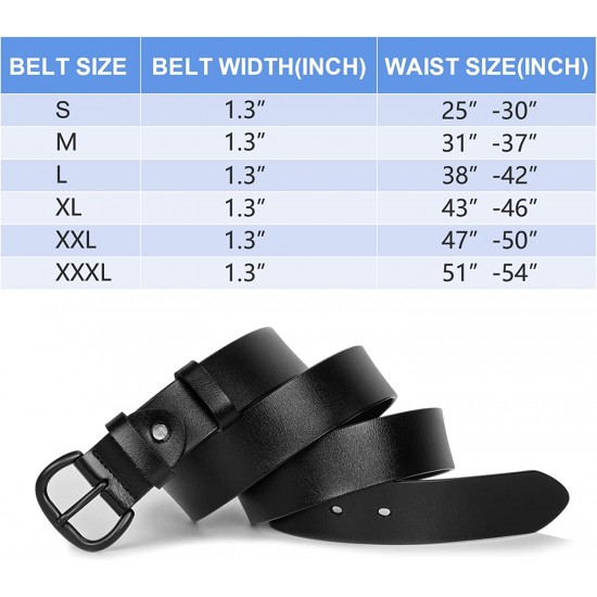 Fashion Womens Genuine Leather Belt, Cowhide Waist Belt with Pin Buckle for Jeans Pants