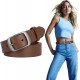 Fashion Womens Genuine Leather Belt, Cowhide Waist Belt with Pin Buckle for Jeans Pants