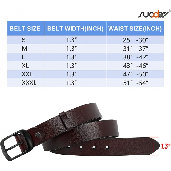 Fashion Womens Genuine Leather Belt, Cowhide Waist Belt with Pin Buckle for Jeans Pants