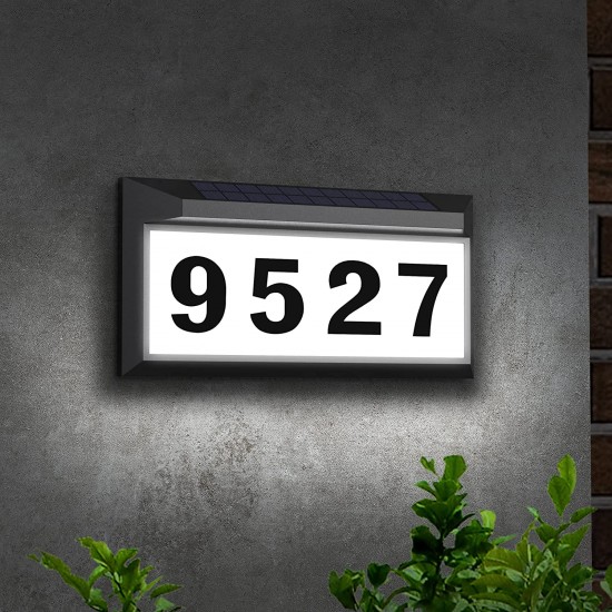 Solar Address Sign Lighted Address Numbers Outdoor Waterproof Illuminated LED Address Plaque House Numbers for Outside
