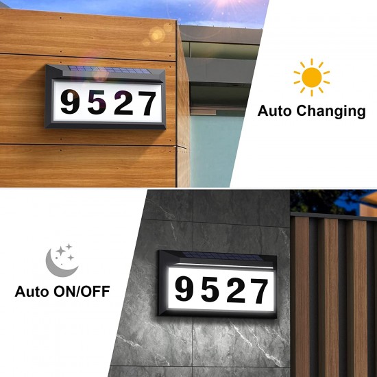 Solar Address Sign Lighted Address Numbers Outdoor Waterproof Illuminated LED Address Plaque House Numbers for Outside Solar Address Sign Lighted Address Numbers Outdoor Waterproof Illuminated LED Address Plaque House Numbers for Outside