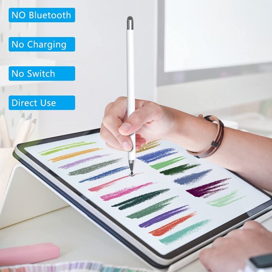 Stylus Pen for Touch Screens, 2-in-1 Tablet Pen, iPad Pen Apple Pen for Apple/iPad/iPhone/Tablets/iOS/Android/Samsung/Microsoft/Surface All Capacitive Touch Screens