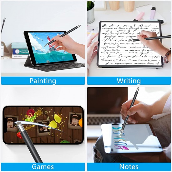 Stylus Pen for Touch Screens, 2-in-1 Tablet Pen, iPad Pen Apple Pen for Apple/iPad/iPhone/Tablets/iOS/Android/Samsung/Microsoft/Surface All Capacitive Touch Screens