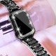 Compatible with Apple Watch Band 38mm + Case, Women Jewelry Bling Diamond Metal Strap & 2 Pack Bumper Frame Screen Protector for iWatch Series 3/2/1(Silver/38mm)