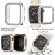 Compatible with Apple Watch Band 38mm + Case, Women Jewelry Bling Diamond Metal Strap & 2 Pack Bumper Frame Screen Protector for iWatch Series 3/2/1(Silver/38mm)