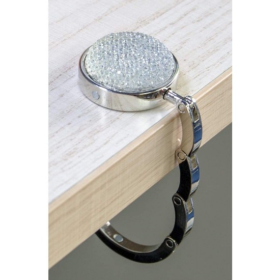 Foldable Purse Hook Floding Handbag Hanger Bling Rhinestone Bag Holder for Table Desk