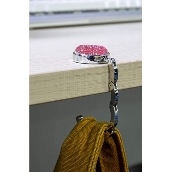 Foldable Purse Hook Floding Handbag Hanger Bling Rhinestone Bag Holder for Table Desk