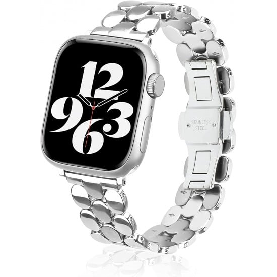 Watch Band 41mm 40mm 38mm 45mm 44mm 42mm 49mm for Women,Cute Stainless Steel Metal iWatch Band for iWatch Series SE/SE2/8/7/6/5/4/3/2/1,Pretty Shiny Look