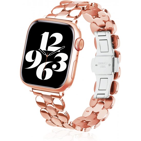 Watch Band 41mm 40mm 38mm 45mm 44mm 42mm 49mm for Women,Cute Stainless Steel Metal iWatch Band for iWatch Series SE/SE2/8/7/6/5/4/3/2/1,Pretty Shiny Look