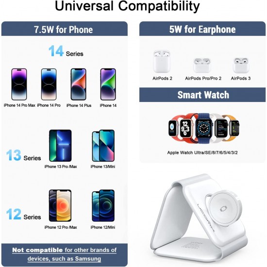 3 in 1 Wireless Charger for iPhone Magnetic Foldable 3 in 1 Charging Station Travel Charger for Multple Devices for iPhone 14/13/12 Series,AirPods 3/2/Pro Apple Watch 3 in 1 Wireless Charger for iPhone Magnetic Foldable 3 in 1 Charging Station Travel Charger for Multple Devices for iPhone 14/13/12 Series,AirPods 3/2/Pro Apple Watch