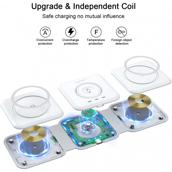 3 in 1 Wireless Charger for iPhone Magnetic Foldable 3 in 1 Charging Station Travel Charger for Multple Devices for iPhone 14/13/12 Series,AirPods 3/2/Pro Apple Watch 3 in 1 Wireless Charger for iPhone Magnetic Foldable 3 in 1 Charging Station Travel Charger for Multple Devices for iPhone 14/13/12 Series,AirPods 3/2/Pro Apple Watch