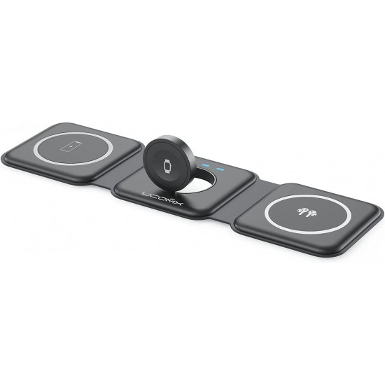 3 in 1 Wireless Charger for iPhone Magnetic Foldable 3 in 1 Charging Station Travel Charger for Multple Devices for iPhone 14/13/12 Series,AirPods 3/2/Pro Apple Watch 3 in 1 Wireless Charger for iPhone Magnetic Foldable 3 in 1 Charging Station Travel Charger for Multple Devices for iPhone 14/13/12 Series,AirPods 3/2/Pro Apple Watch