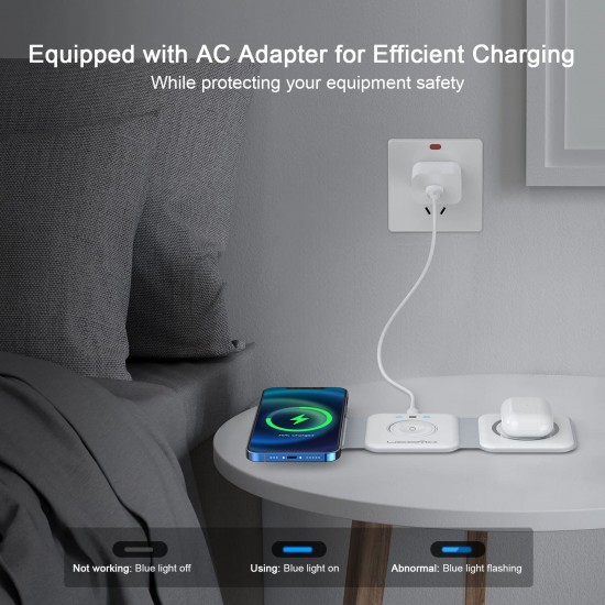 3 in 1 Wireless Charger for iPhone Magnetic Foldable 3 in 1 Charging Station Travel Charger for Multple Devices for iPhone 14/13/12 Series,AirPods 3/2/Pro Apple Watch 3 in 1 Wireless Charger for iPhone Magnetic Foldable 3 in 1 Charging Station Travel Charger for Multple Devices for iPhone 14/13/12 Series,AirPods 3/2/Pro Apple Watch