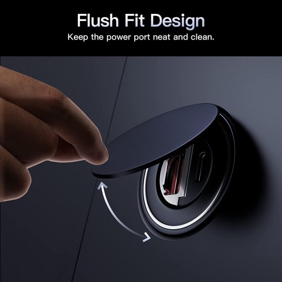 USB C Car Charger, PD 45W & QC 45W Fast Charging Cigarette Lighter USB Charger Adapter Super Small, Flush Fit, Metal Compatible with iPhone 14 13 12 Samsung Galaxy S22 21 20 Pixel