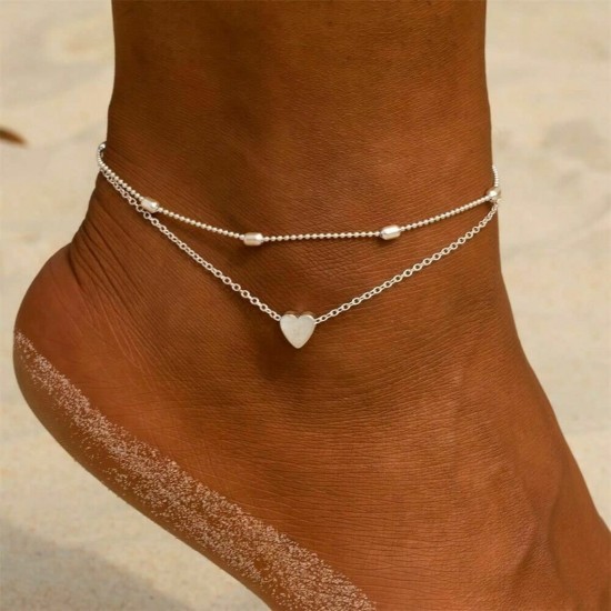 Layered Ankle Bracelets for Women Girls Dainty Anklet Minimalist Summer Waterproof Ankle Bracelet