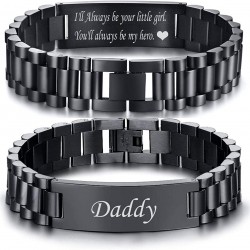 Men's Bracelet Band Stainless Steel Link Bracelet Personalized Engraved DAD Gift for Men DAD Father Men's Bracelet Band Stainless Steel Link Bracelet Personalized Engraved DAD Gift for Men DAD Father