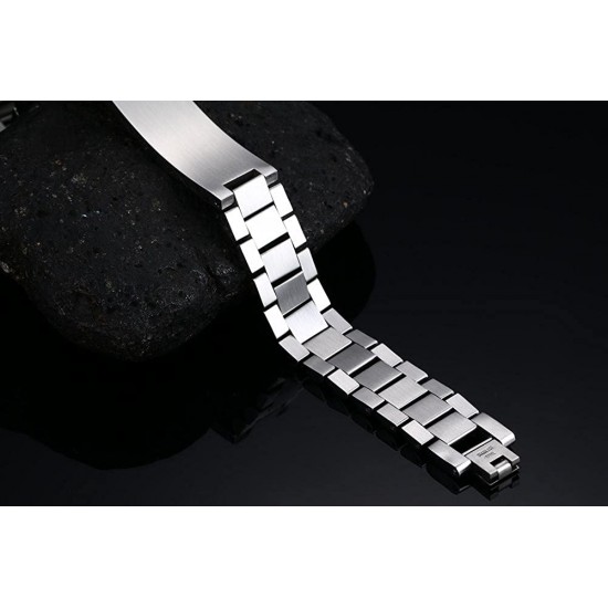 Men's Bracelet Band Stainless Steel Link Bracelet Personalized Engraved DAD Gift for Men DAD Father