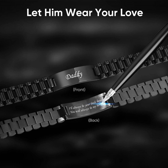 Men's Bracelet Band Stainless Steel Link Bracelet Personalized Engraved DAD Gift for Men DAD Father