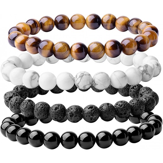 Natural 8mm Beaded Bracelet Gorgeous Semi-Precious Gemstones Healing Crystal Stretch Wristband Unisex