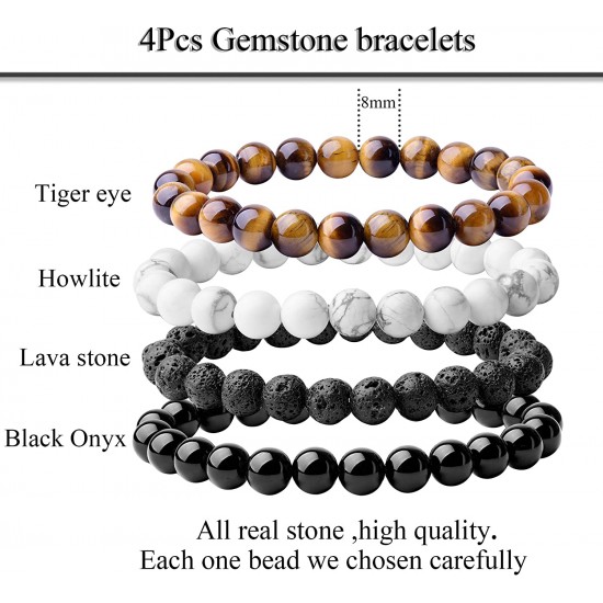 Natural 8mm Beaded Bracelet Gorgeous Semi-Precious Gemstones Healing Crystal Stretch Wristband Unisex