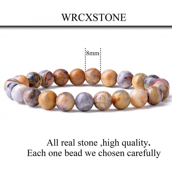 Natural 8mm Beaded Bracelet Gorgeous Semi-Precious Gemstones Healing Crystal Stretch Wristband Unisex