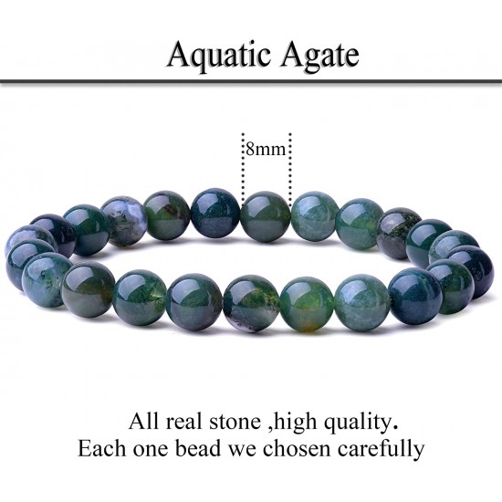 Natural 8mm Beaded Bracelet Gorgeous Semi-Precious Gemstones Healing Crystal Stretch Wristband Unisex