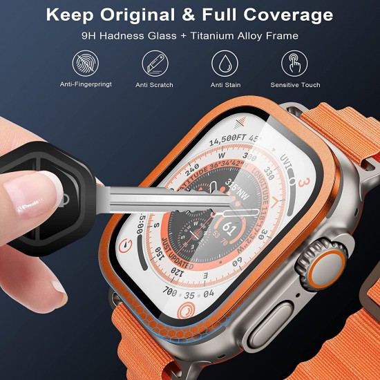 2 Pack Screen Protector for Apple Watch Ultra 49mm,9H Tempered Glass Titanium Alloy Frame 2 Pack Screen Protector for Apple Watch Ultra 49mm,9H Tempered Glass Titanium Alloy Frame