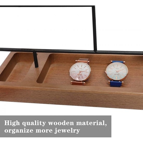 Earring Holder,5-Tier Ear Stud Holder with Wooden Tray,Jewelry Organizer Holder for Earrings Necklaces Bracelets Watches and Rings,Earring Display Stand
