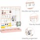 Earring Holder,5-Tier Ear Stud Holder with Wooden Tray,Jewelry Organizer Holder for Earrings Necklaces Bracelets Watches and Rings,Earring Display Stand