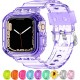 Crystal Clear Watch Bands for Apple Watch Series 8 7 6 5 4 3 2 1 SE 45mm 44mm 42mm 41mm 40mm 38mm with Bumper Case for Men Women