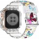 Crystal Clear Watch Bands for Apple Watch Series 8 7 6 5 4 3 2 1 SE 45mm 44mm 42mm 41mm 40mm 38mm with Bumper Case for Men Women