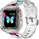 Crystal Clear Watch Bands for Apple Watch Series 8 7 6 5 4 3 2 1 SE 45mm 44mm 42mm 41mm 40mm 38mm with Bumper Case for Men Women