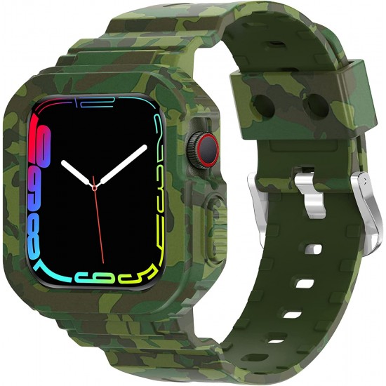 Crystal Clear Watch Bands for Apple Watch Series 8 7 6 5 4 3 2 1 SE 45mm 44mm 42mm 41mm 40mm 38mm with Bumper Case for Men Women