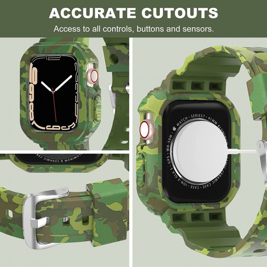 Crystal Clear Watch Bands for Apple Watch Series 8 7 6 5 4 3 2 1 SE 45mm 44mm 42mm 41mm 40mm 38mm with Bumper Case for Men Women