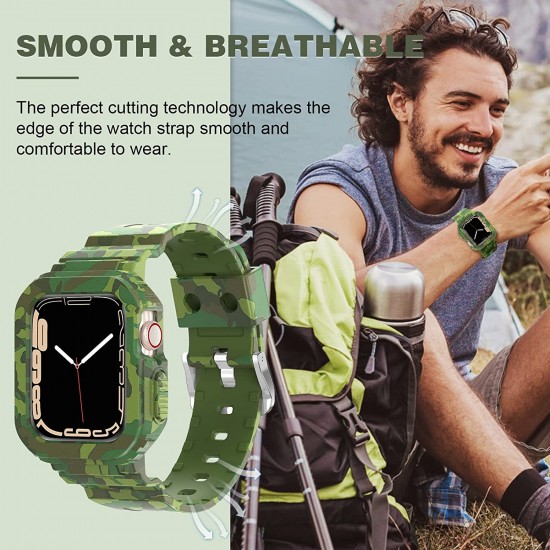 Crystal Clear Watch Bands for Apple Watch Series 8 7 6 5 4 3 2 1 SE 45mm 44mm 42mm 41mm 40mm 38mm with Bumper Case for Men Women
