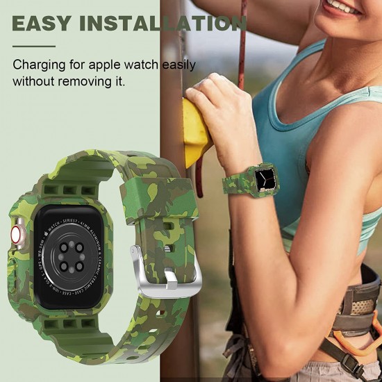 Crystal Clear Watch Bands for Apple Watch Series 8 7 6 5 4 3 2 1 SE 45mm 44mm 42mm 41mm 40mm 38mm with Bumper Case for Men Women
