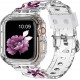 Crystal Clear Watch Bands for Apple Watch Series 8 7 6 5 4 3 2 1 SE 45mm 44mm 42mm 41mm 40mm 38mm with Bumper Case for Men Women