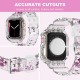 Crystal Clear Watch Bands for Apple Watch Series 8 7 6 5 4 3 2 1 SE 45mm 44mm 42mm 41mm 40mm 38mm with Bumper Case for Men Women