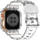 Crystal Clear Watch Bands for Apple Watch Series 8 7 6 5 4 3 2 1 SE 45mm 44mm 42mm 41mm 40mm 38mm with Bumper Case for Men Women