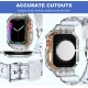 Crystal Clear Watch Bands for Apple Watch Series 8 7 6 5 4 3 2 1 SE 45mm 44mm 42mm 41mm 40mm 38mm with Bumper Case for Men Women