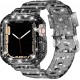 Crystal Clear Watch Bands for Apple Watch Series 8 7 6 5 4 3 2 1 SE 45mm 44mm 42mm 41mm 40mm 38mm with Bumper Case for Men Women
