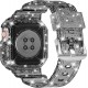 Crystal Clear Watch Bands for Apple Watch Series 8 7 6 5 4 3 2 1 SE 45mm 44mm 42mm 41mm 40mm 38mm with Bumper Case for Men Women