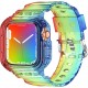 Crystal Clear Watch Bands for Apple Watch Series 8 7 6 5 4 3 2 1 SE 45mm 44mm 42mm 41mm 40mm 38mm with Bumper Case for Men Women
